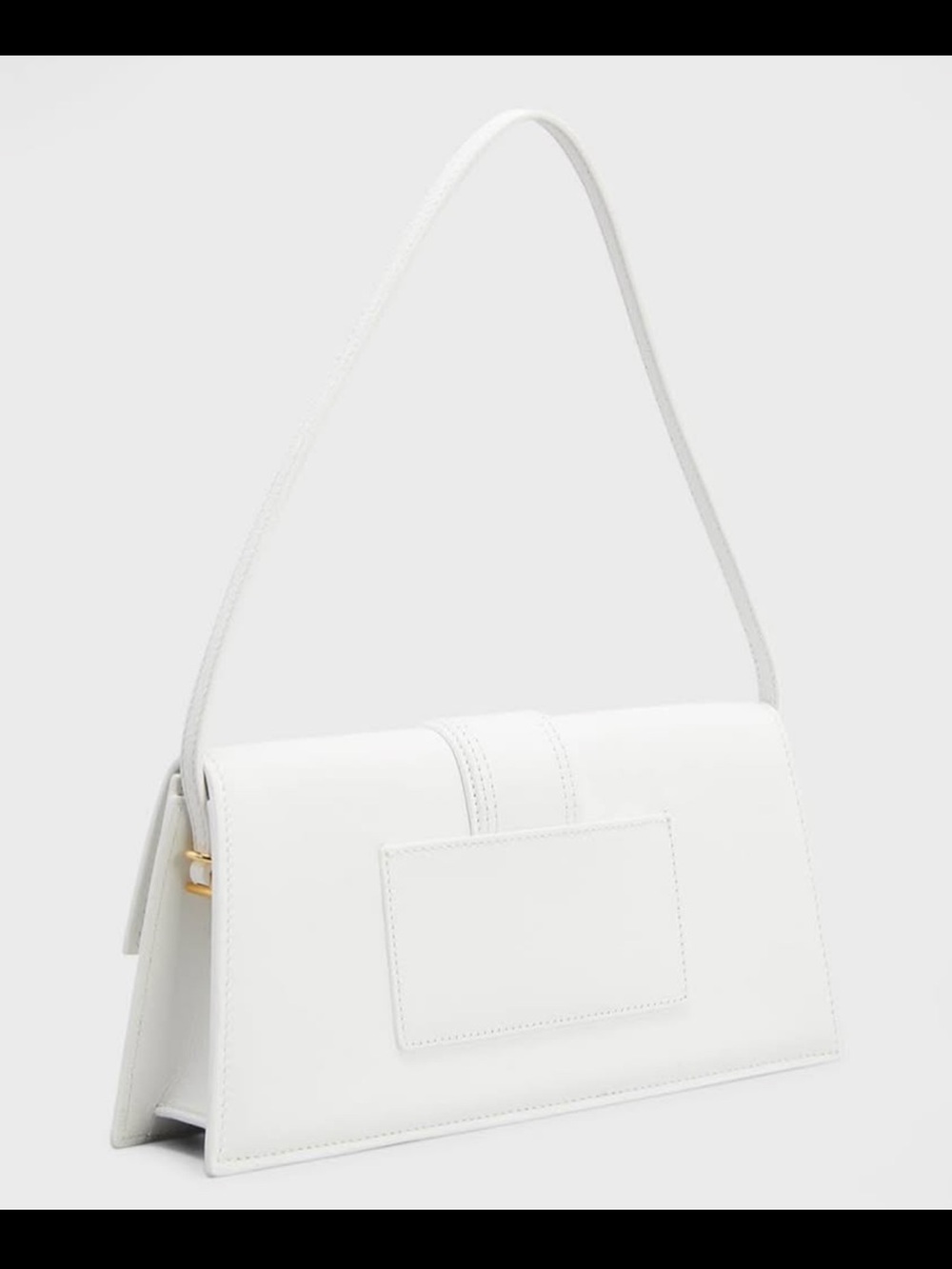 Jacquemus Cream Leather Shoulder Bag with Gold Logo - Picture 9 of 10